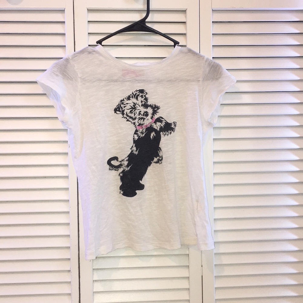 Girls white short sleeve t-shirt with pattern